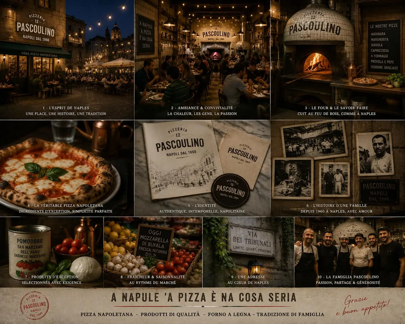Pizzeria napolitaine Pascoulino — identité de marque complète